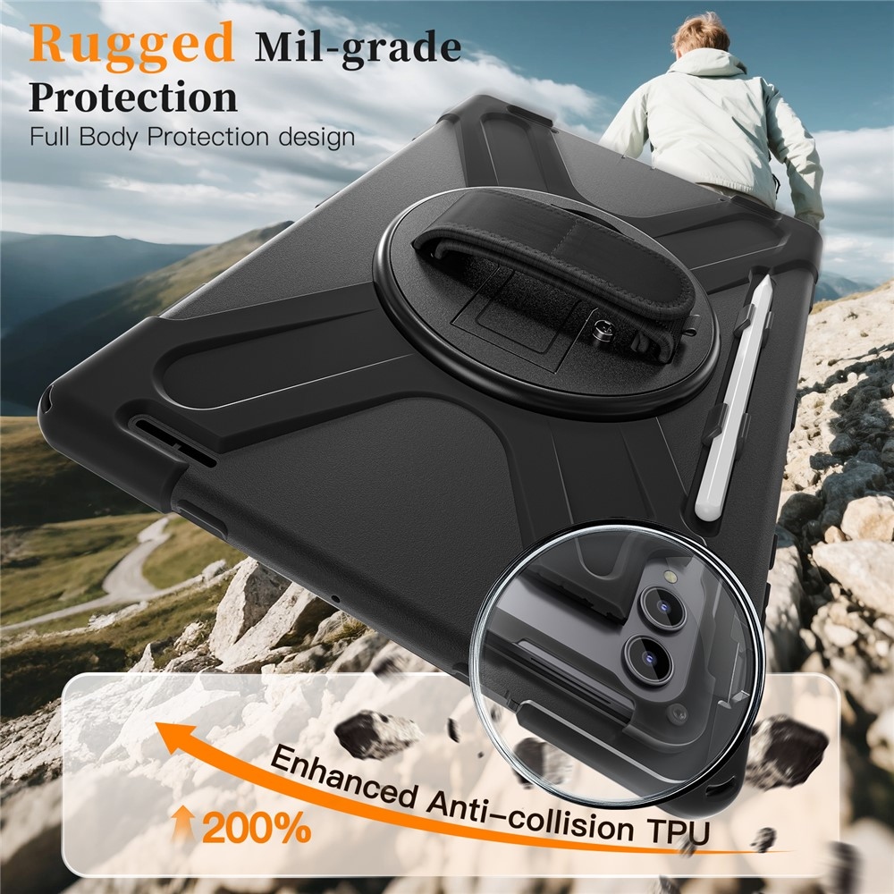 Strapabíró borító kézi tartóval és vállpánttal Samsung Galaxy Tab S11 Ultra - fekete