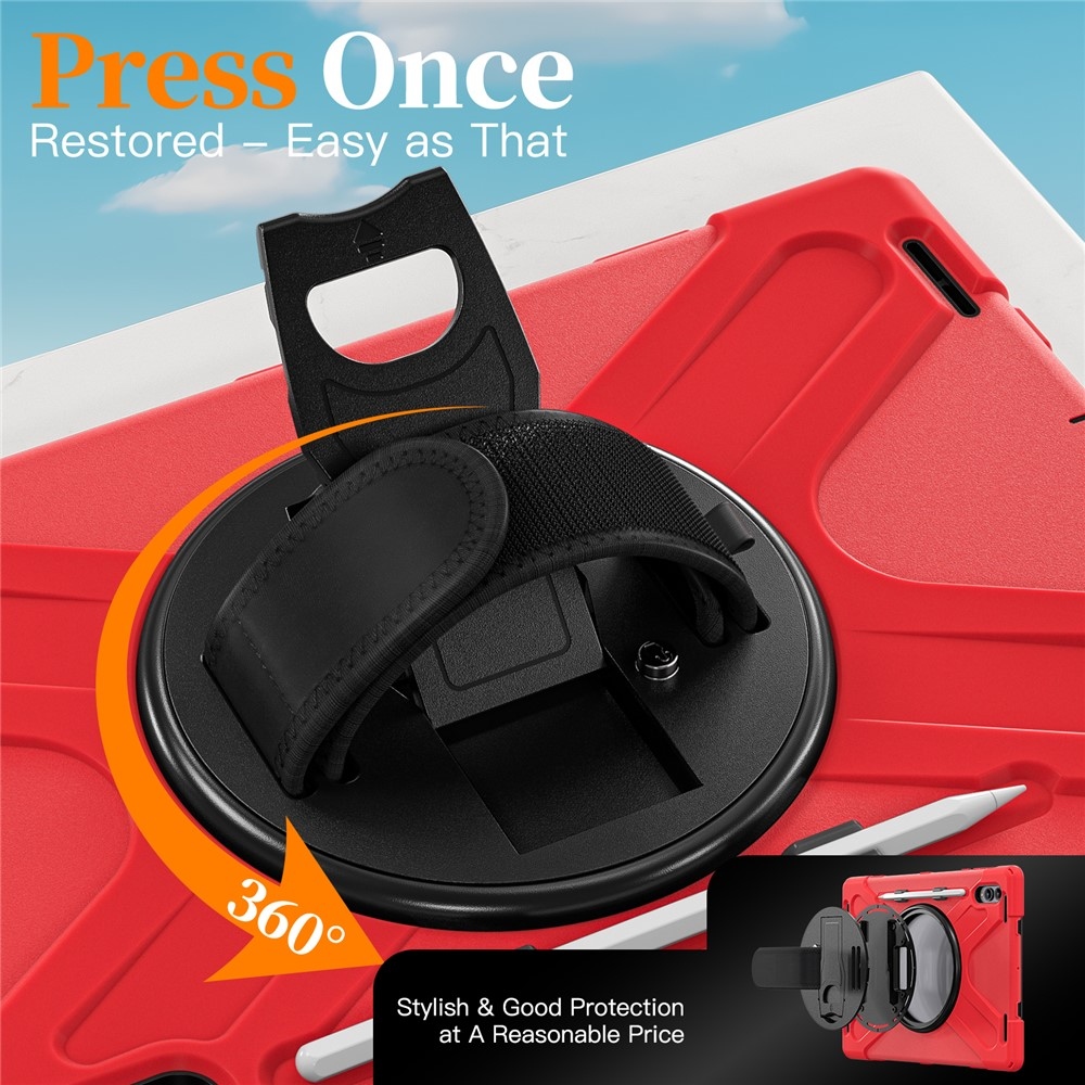 Strapabíró borító kéztartóval és vállpánttal Samsung Galaxy Tab S11 Ultra - piros