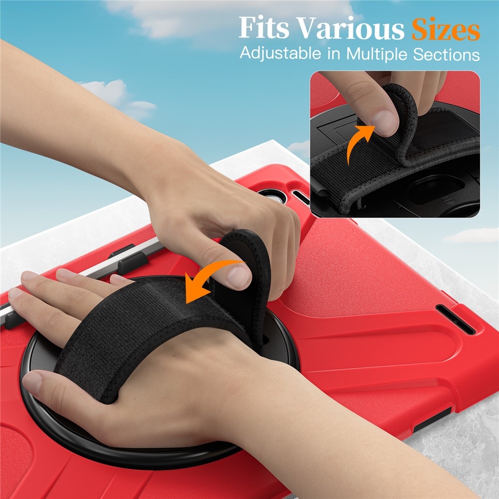 Strapabíró borító kéztartóval és vállpánttal Samsung Galaxy Tab S11 Ultra - piros