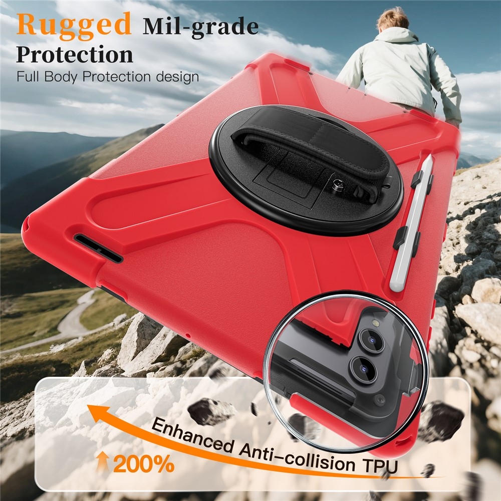 Strapabíró borító kéztartóval és vállpánttal Samsung Galaxy Tab S11 Ultra - piros