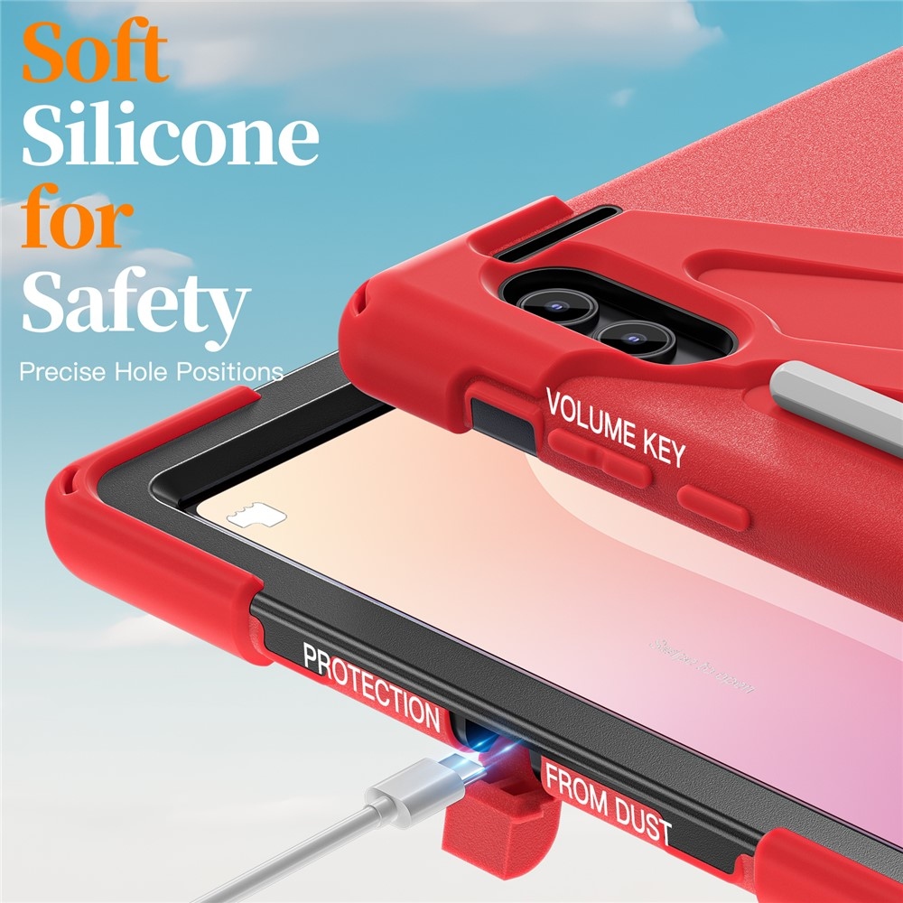 Strapabíró borító kéztartóval és vállpánttal Samsung Galaxy Tab S11 Ultra - piros