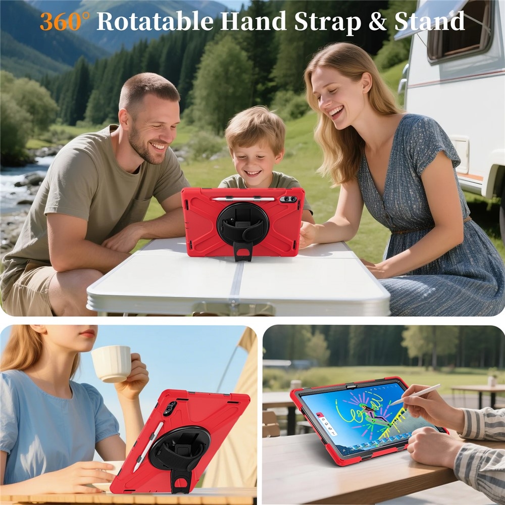 Strapabíró borító kéztartóval és vállpánttal Samsung Galaxy Tab S11 Ultra - piros