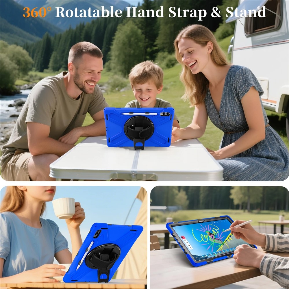 Strapabíró borító kéztartóval és vállpánttal Samsung Galaxy Tab S11 Ultra - kék