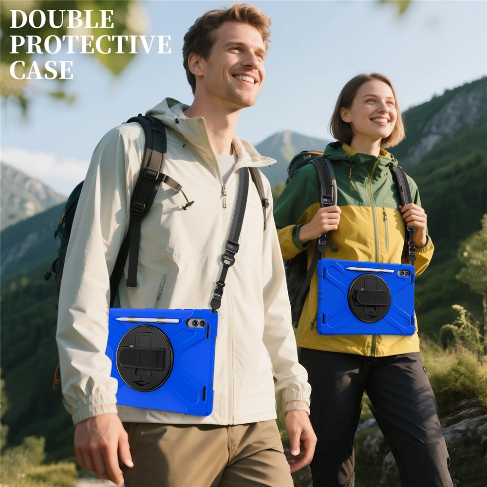 Strapabíró borító kéztartóval és vállpánttal Samsung Galaxy Tab S11 Ultra - kék