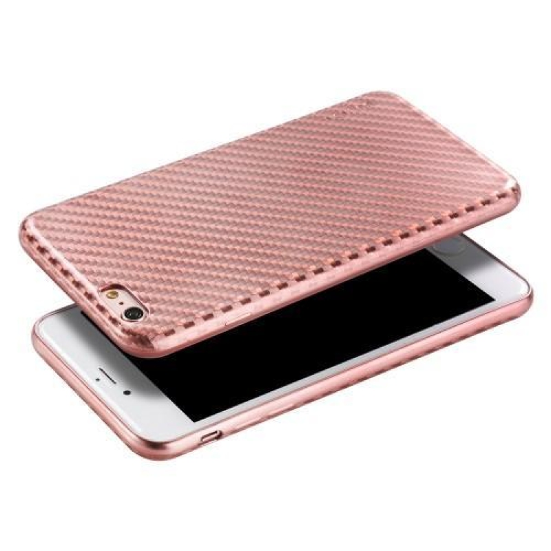 Csíkos, zselés, texturált tok iPhone 6 Plus és iPhone 6s Plus készülékhez - rózsaarany