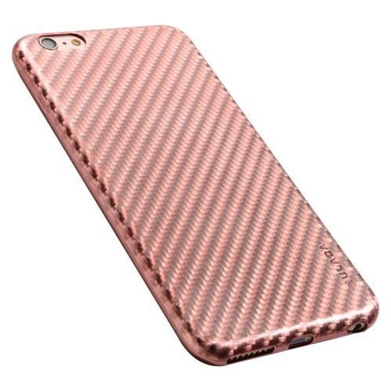 Csíkos, zselés, texturált tok iPhone 6 Plus és iPhone 6s Plus készülékhez - rózsaarany