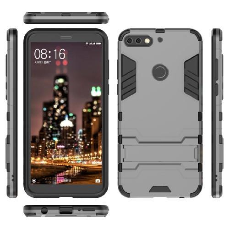 Erős hibrid tartós borítás a Huawei Y7 Prime (2018) készülékhez - szürke