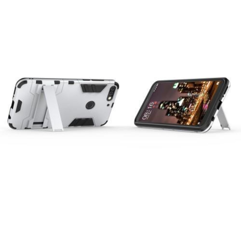 Erős hibrid tartós borítás a Huawei Y7 Prime (2018) készülékhez - ezüst színű