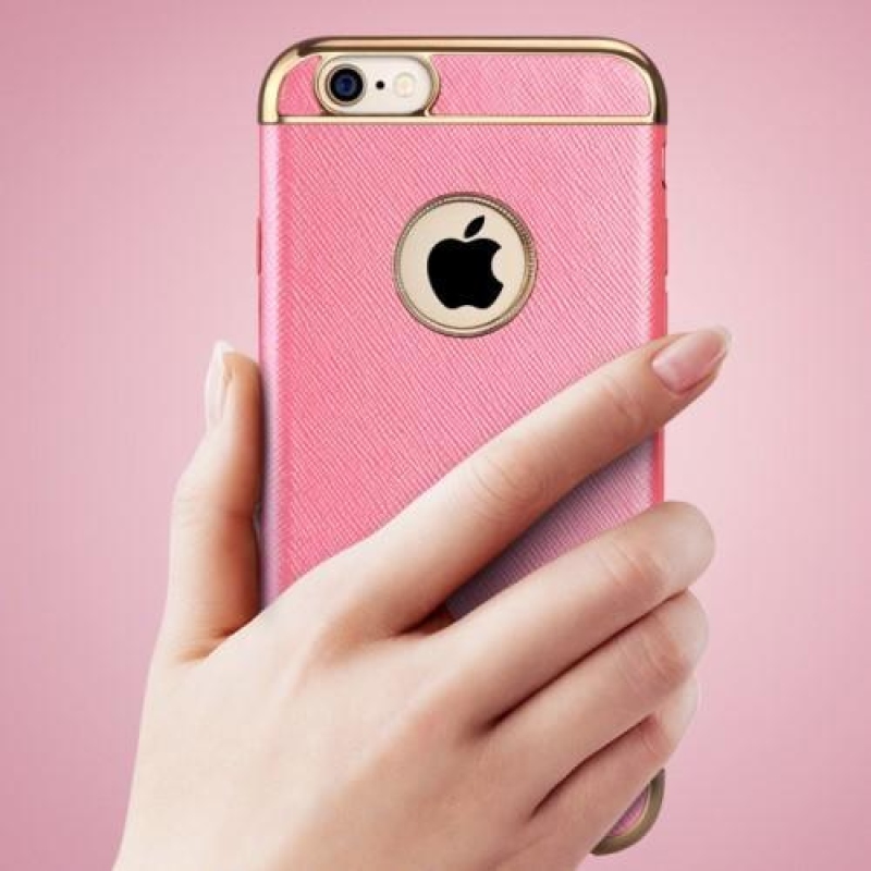 Stílusos zselés tok kontrasztos szegéllyel iPhone 6s Plus és 6 Plus készülékhez - rózsaarany színben