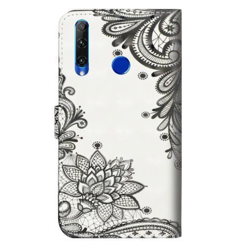 Stílus PU bőr pénztárca tok a Honor 20 Lite/Honor 20e számára - csipke virág