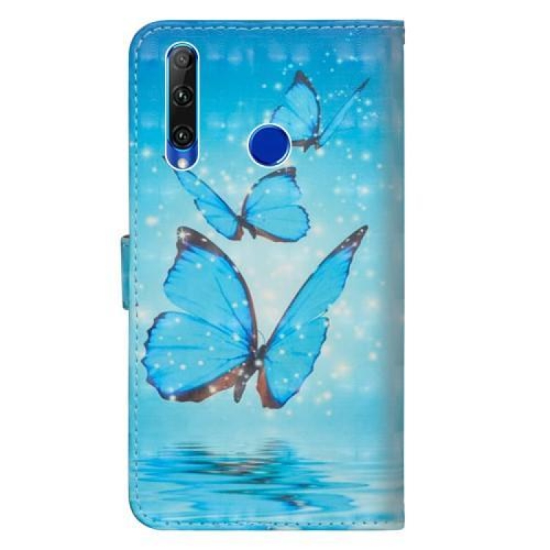 Stílus PU bőr pénztárca tok Honor 20 Lite/Honor 20e - kék pillangókhoz