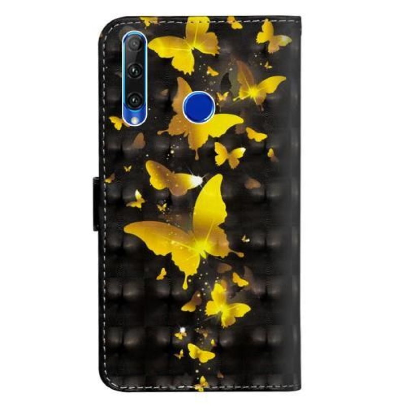 Stílus PU bőr pénztárca tok Honor 20 Lite/Honor 20e - arany pillangókhoz