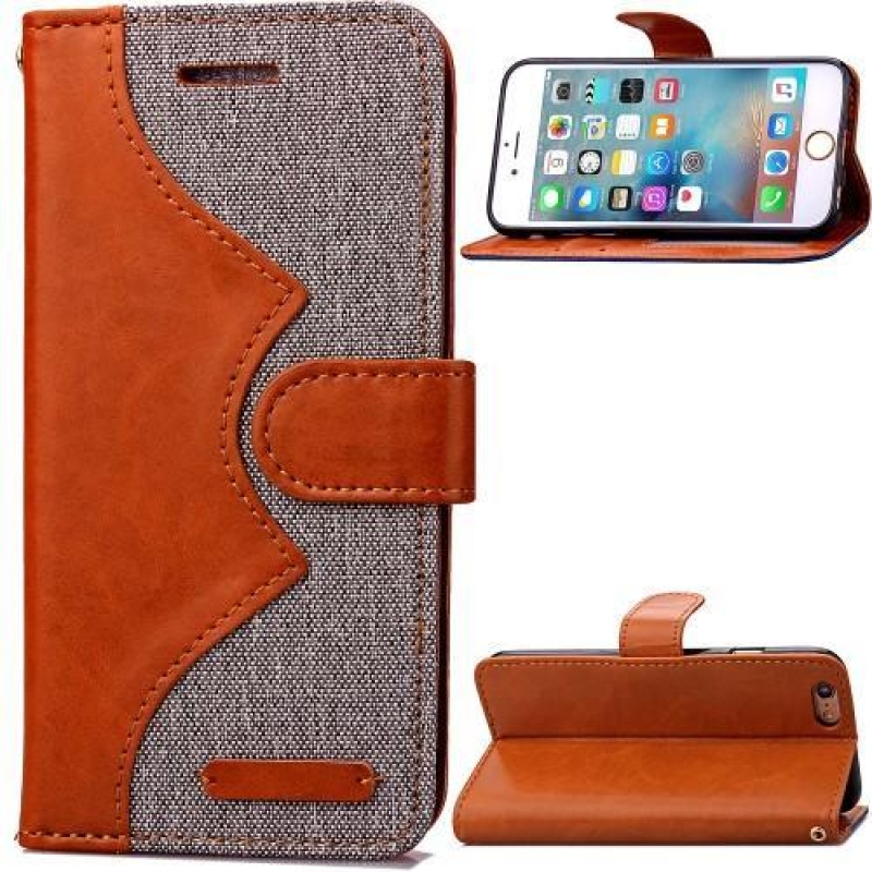 Stílus PU bőr/textil tok iPhone 6 Plus és iPhone 6s Plus készülékhez - szürke