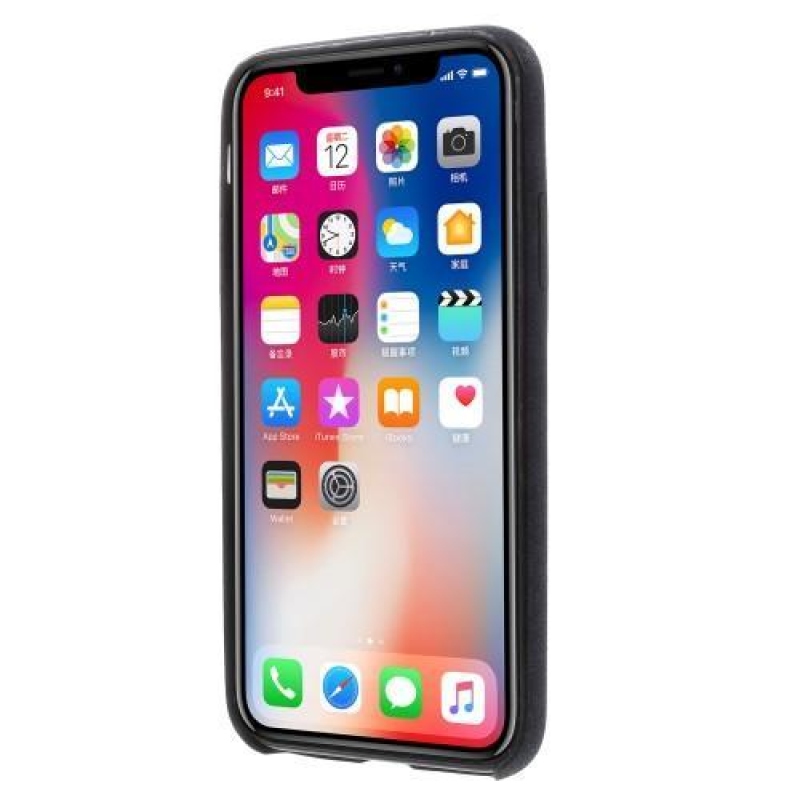 Stílus PU bőr műanyag tok iPhone X készülékhez - sötétkék