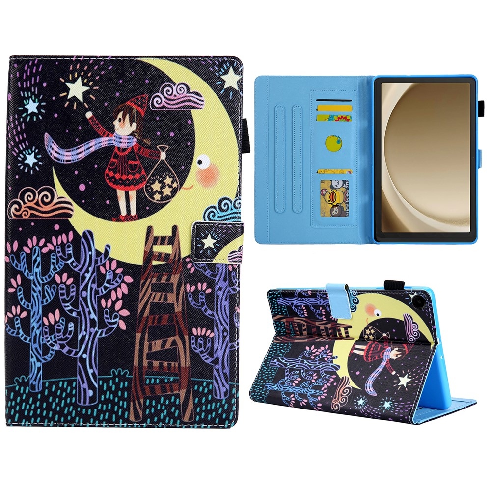 Stílusos, intelligens záró tok Samsung Galaxy Tab A11+/Tab A9+ - lány és a hold