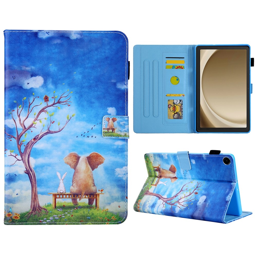 Stílusos, intelligens záró tok Samsung Galaxy Tab A11+/Tab A9+ - elefánt és nyúl