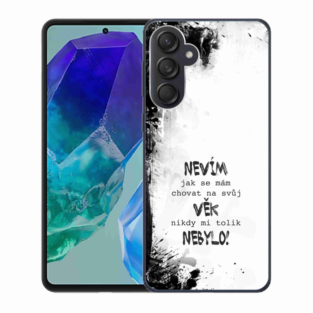 Gél borító mmCase Samsung Galaxy M55 5G - vicces szöveg 14 fehér háttér