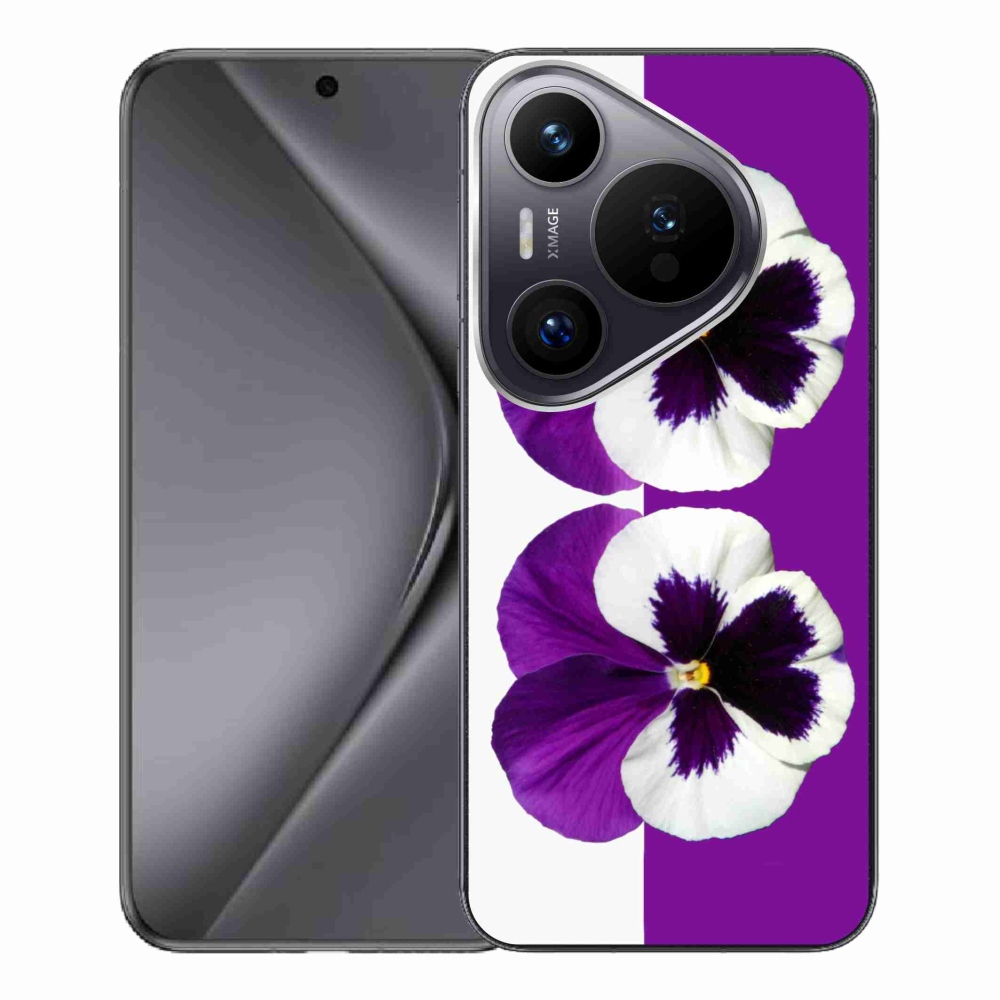Zselés borítás mmCase a Huawei Pura 70 Pro számára - lila és fehér virág