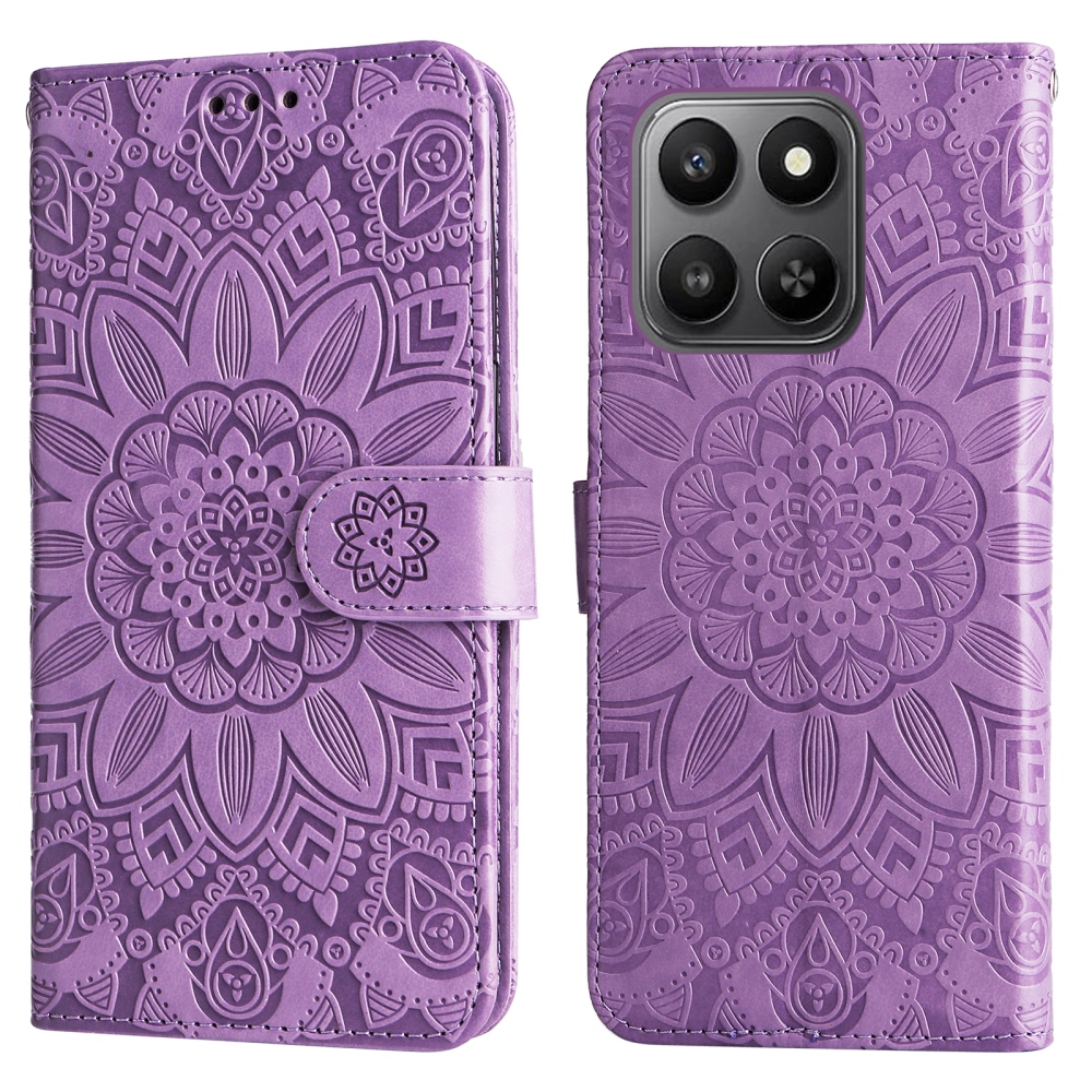 Napraforgó könyvtáska a Honor 400 Smart 5G/4G/Honor X7d készülékhez - lila