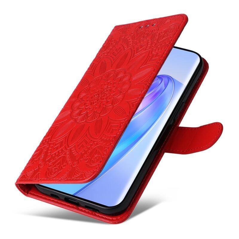 Napraforgó könyvtáska Honor Magic 5 Lite 5G-hez - piros