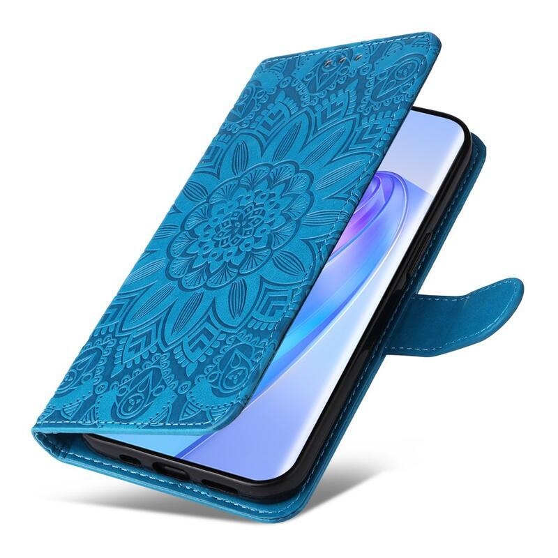 Napraforgó könyv tok a Honor Magic 5 Lite 5G készülékhez - kék
