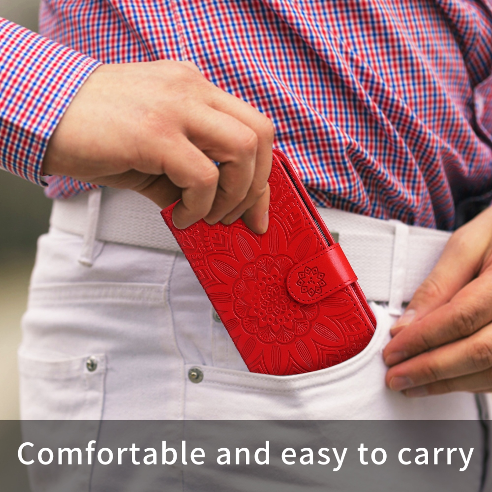 Napraforgó könyv tok a Xiaomi Poco F8 Pro 5G-hez - piros