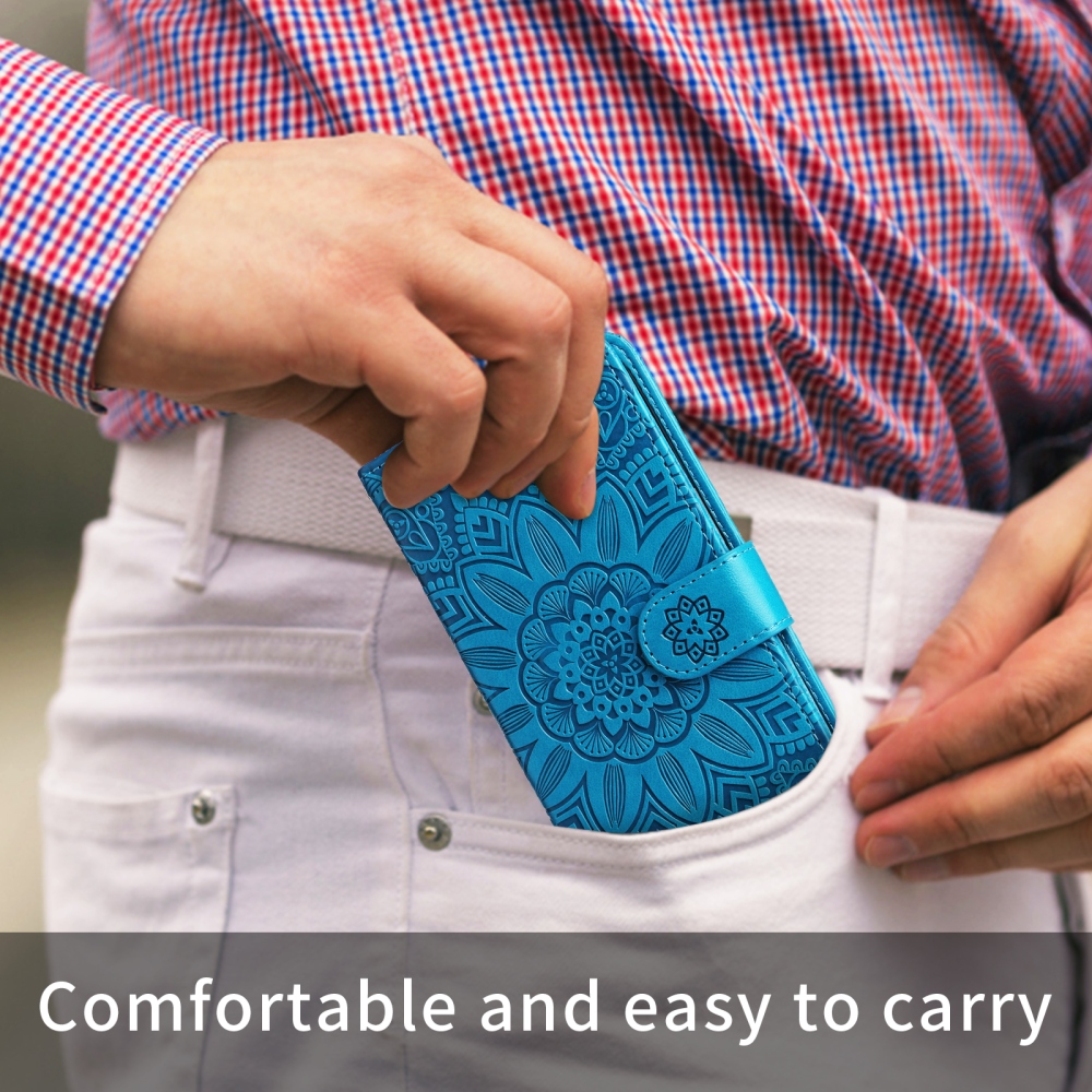 Napraforgó könyv tok a Xiaomi Poco F8 Pro 5G-hez - kék