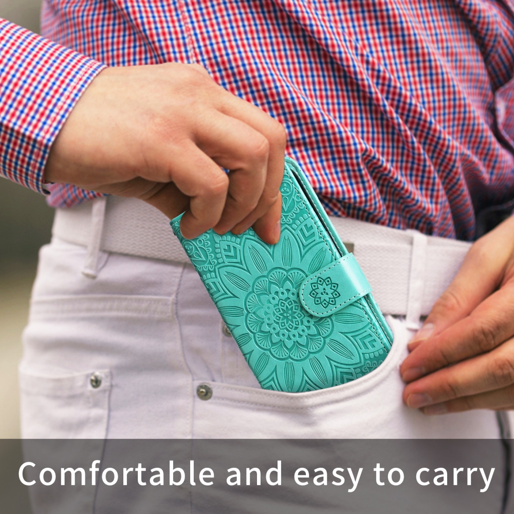 Napraforgó könyv tok a Xiaomi Poco F8 Pro 5G-hez - teáskék színű