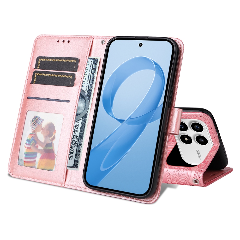 Napraforgó könyv tok a Xiaomi Poco F8 Pro 5G-hez - rózsaszínű