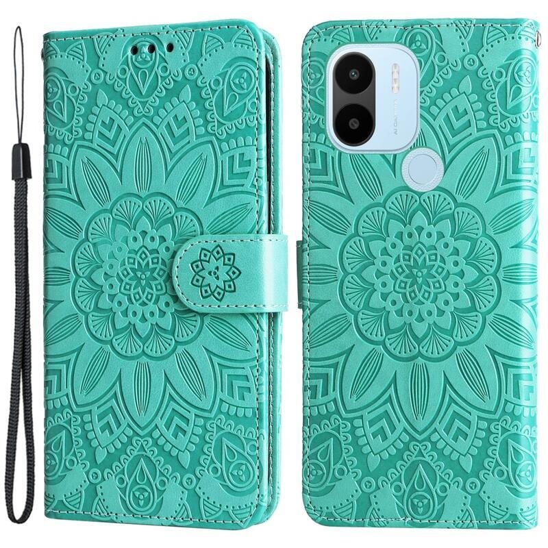 Napraforgó könyv tok a Xiaomi Redmi A1+/A2+ készülékhez - teáskék színű