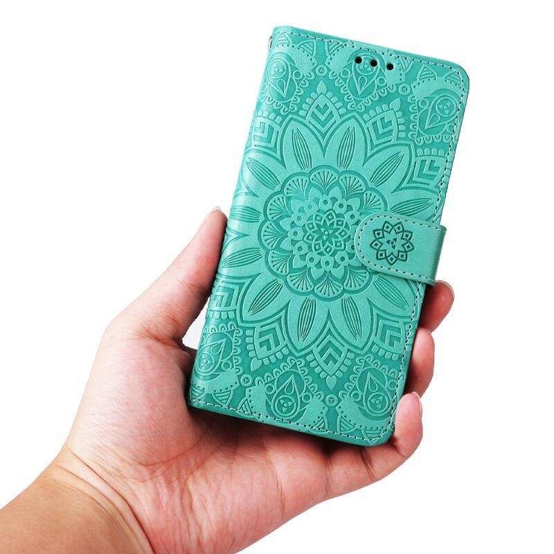 Napraforgó könyv tok a Xiaomi Redmi A1+/A2+ készülékhez - teáskék színű