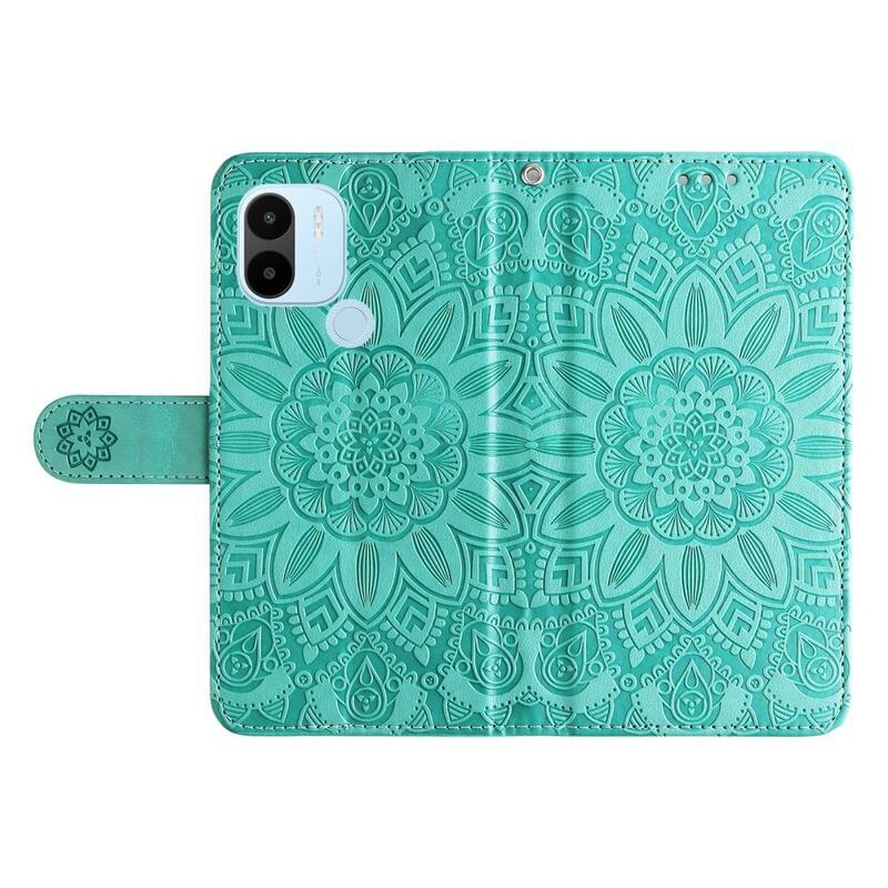 Napraforgó könyv tok a Xiaomi Redmi A1+/A2+ készülékhez - teáskék színű
