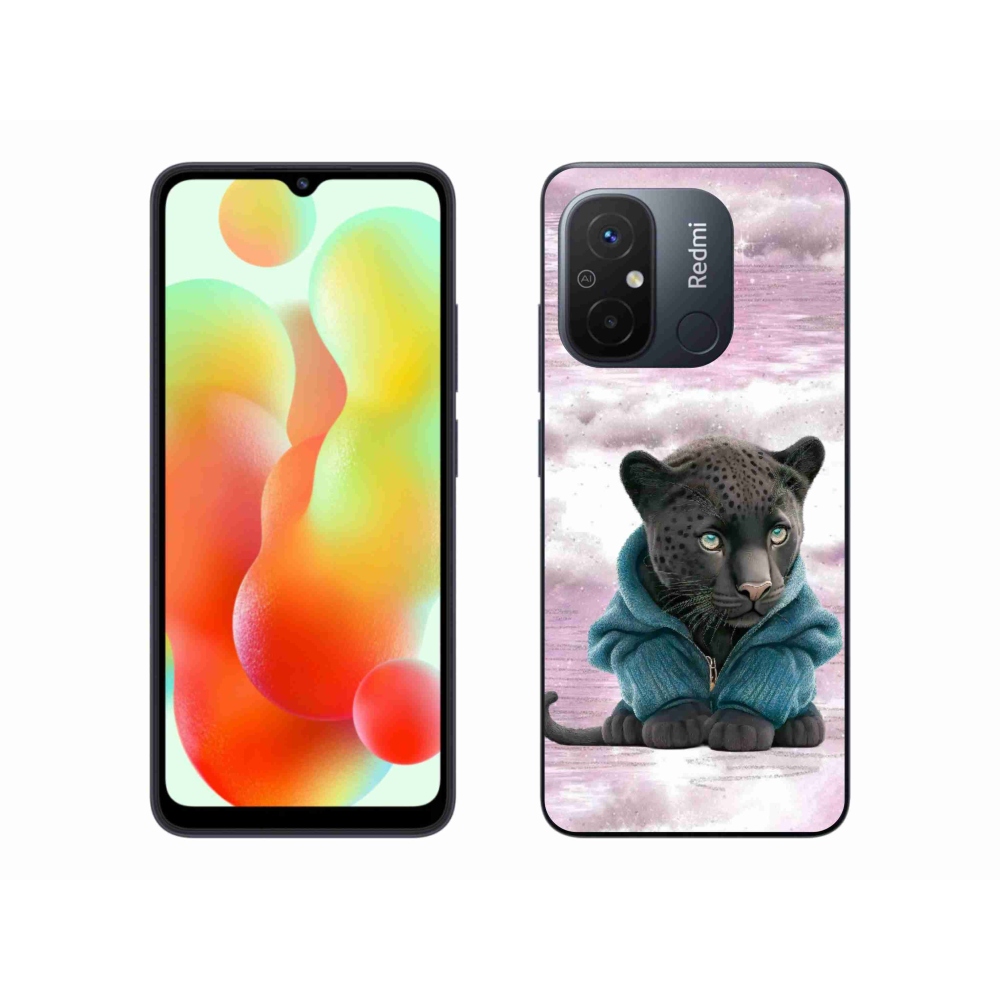 Gél borítás mmCase a Xiaomi Redmi 12C-hez - fekete párduc pulóverben
