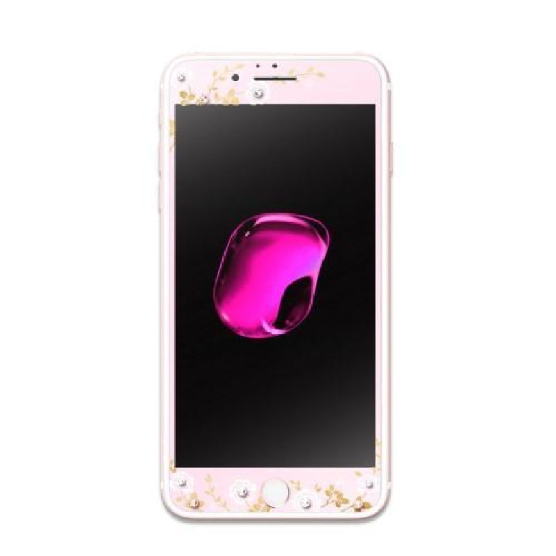 Swarovski dekor teljes képernyős edzett üveg dekorációval iPhone 6 Plus és 6s Plus készülékhez - rosegold