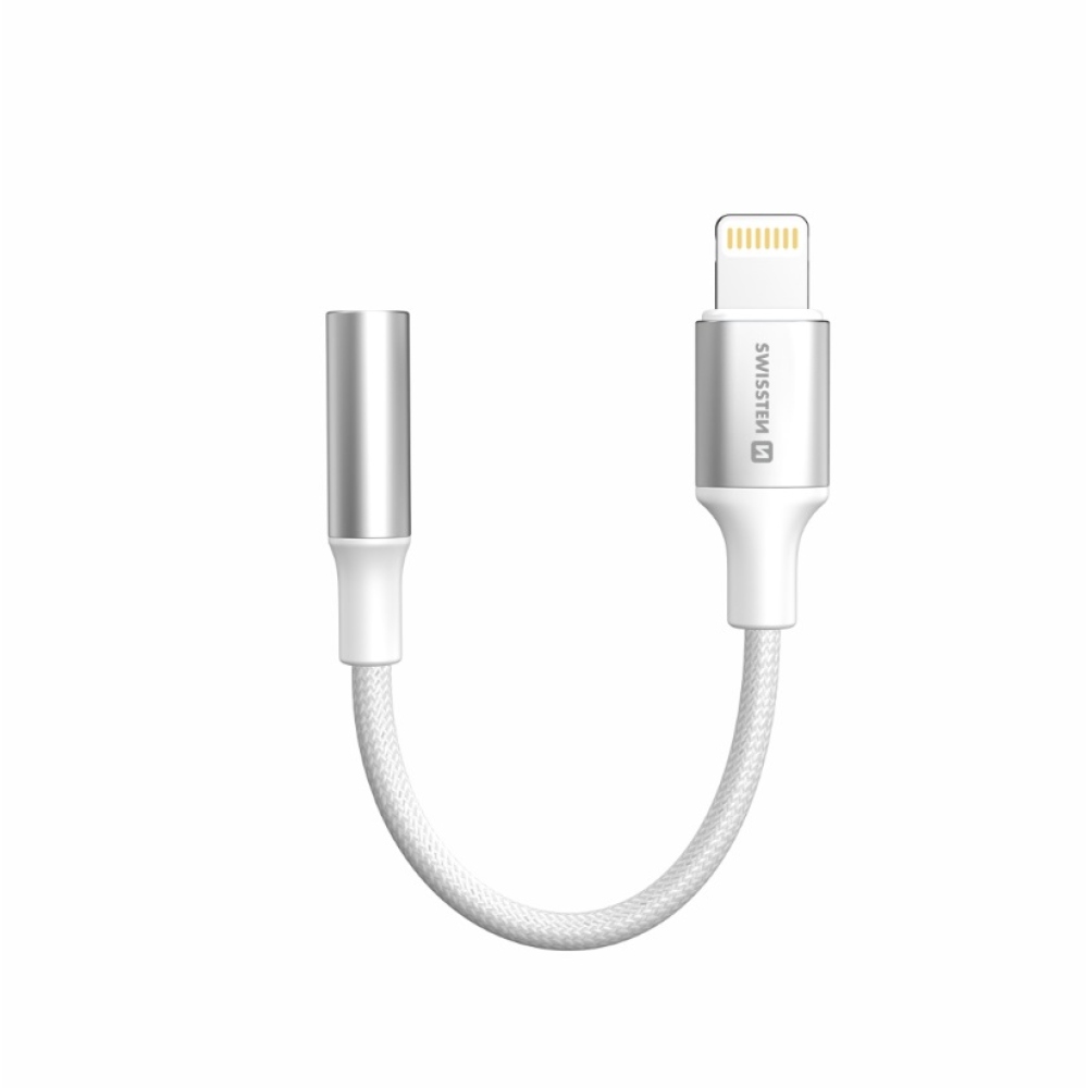 Swissten audio adapter textil villám (férfi) / 3,5 mm AUX 0,15 m