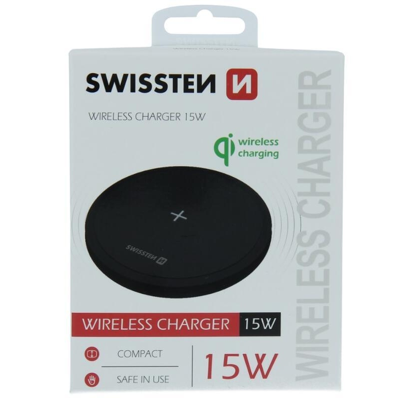 Swissten 15 W vezeték nélküli töltő - Fekete