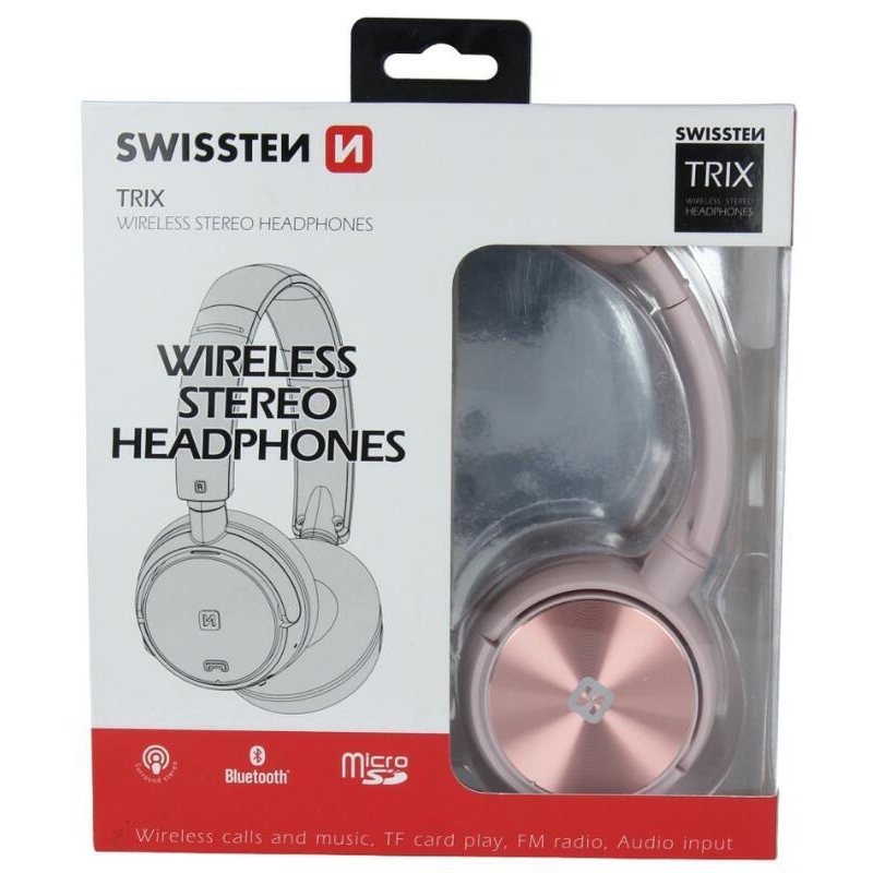 Swissten bluetooth sztereó fejhallgató Trix - rózsaszín