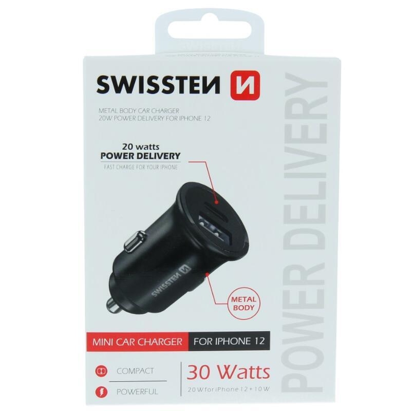 Swissten CL autós adapter iPhone-hoz 20W-os tápellátás - fekete