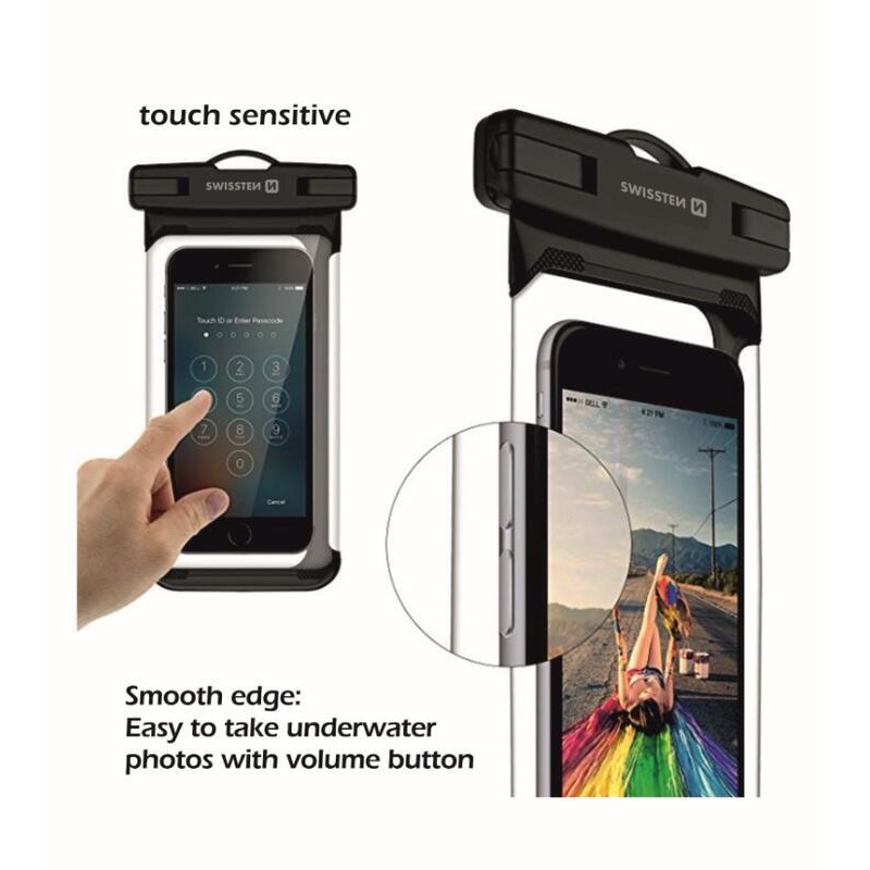 Swissten vízálló tok mobiltelefonhoz 158mm x 77mm - fekete