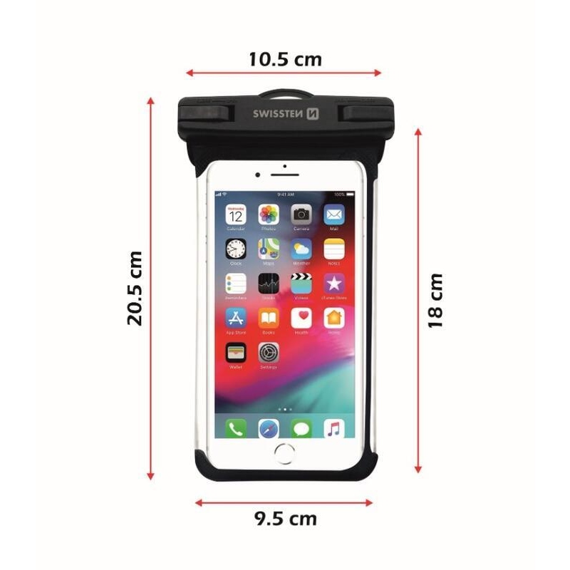Swissten vízálló tok mobiltelefonhoz 158mm x 77mm - fekete