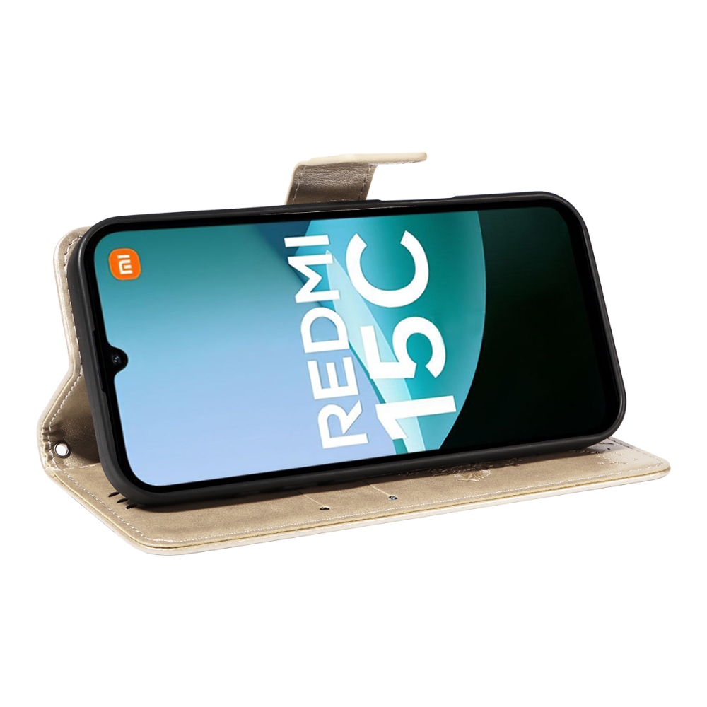 Fák könyv tok Xiaomi Redmi 15C 4G/5G (173mm) - arany színű