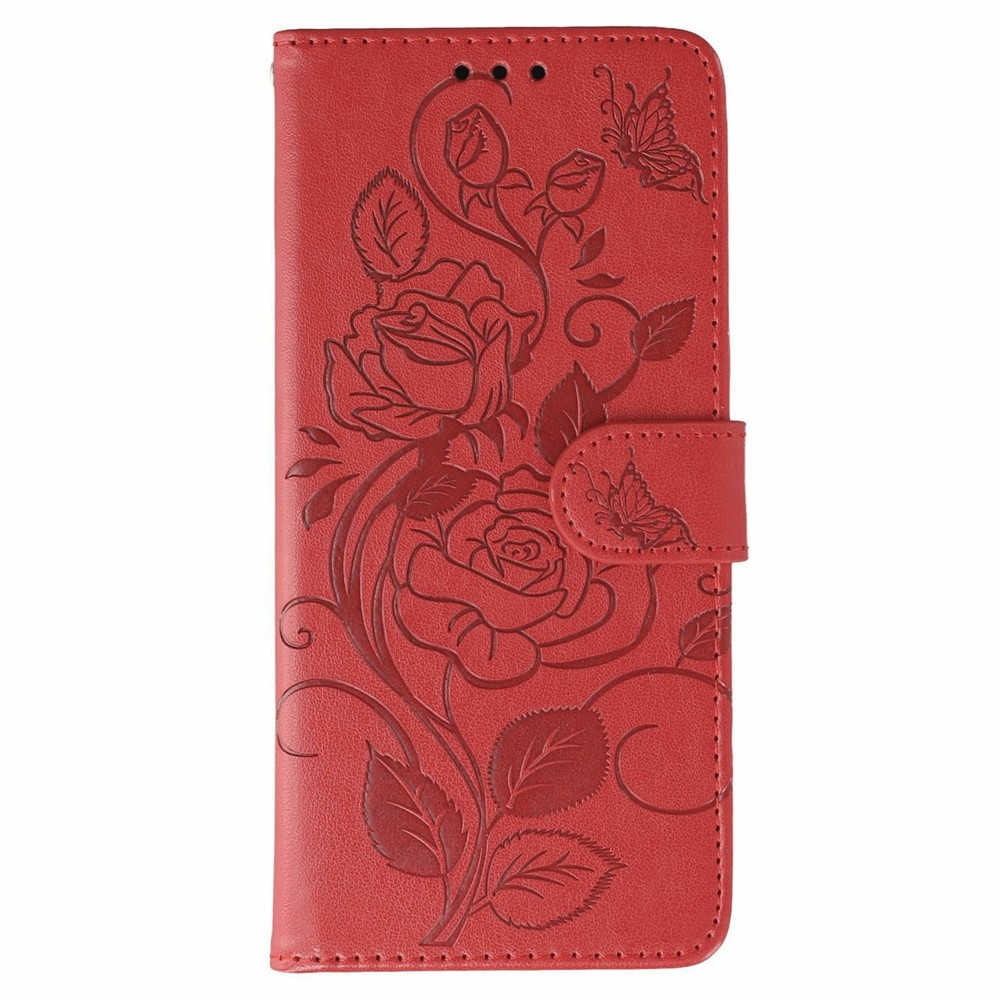 Rózsák könyv tok Xiaomi Redmi 15 5G - piros