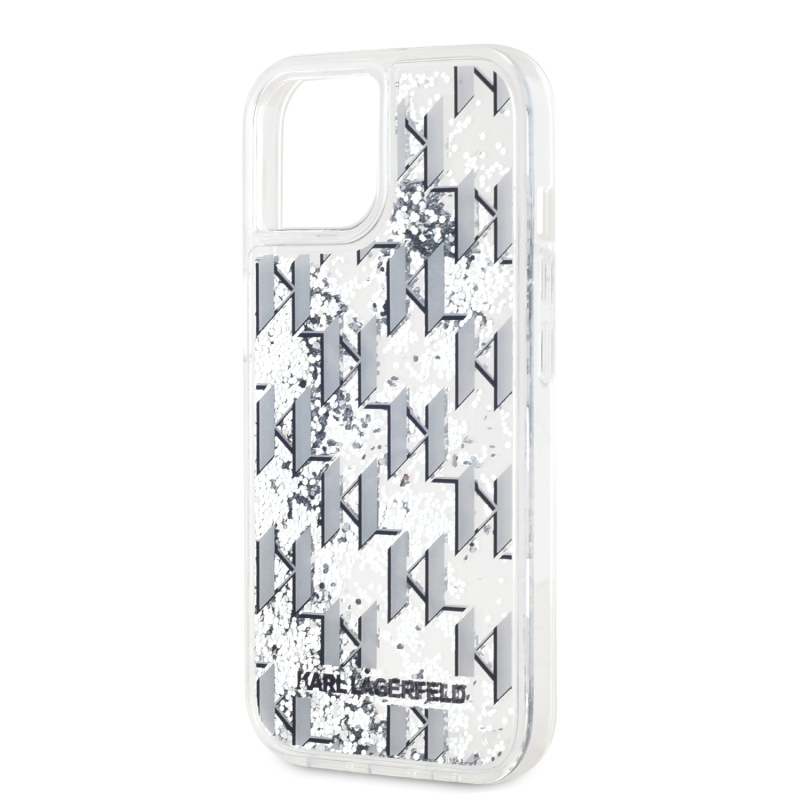 Karl Lagerfeld Liquid Glitter Monogram Monogram Gradient Back Cover for iPhone 15 Fehér