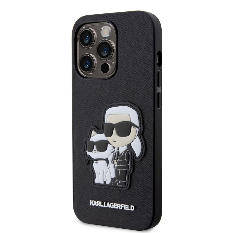 Karl Lagerfeld PU Saffiano Karl és Choupette NFT hátlap az iPhone 14 Pro Max készülékhez Fekete