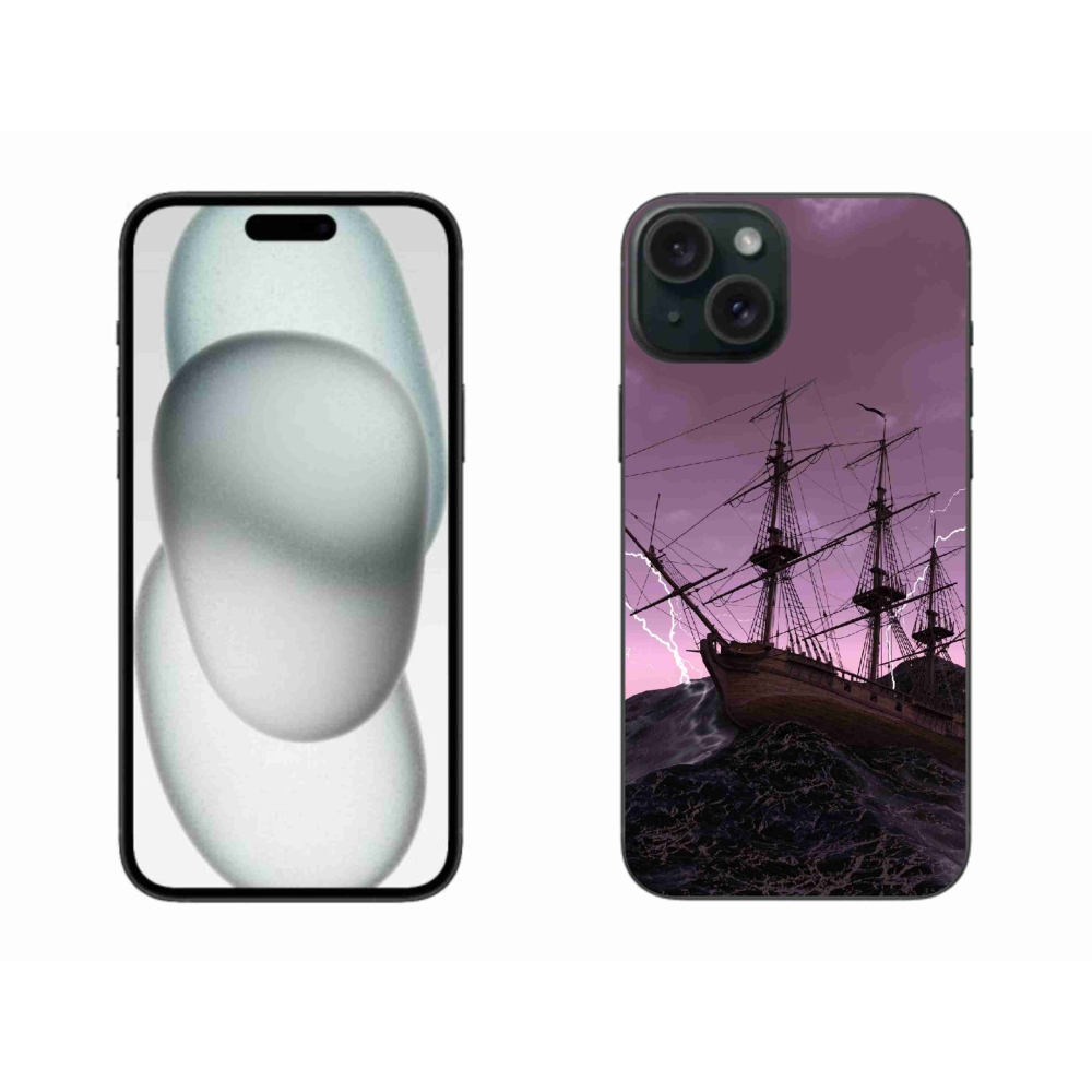Zselés borítás mmCase iPhone 15 Plus készülékhez - hajó a viharban