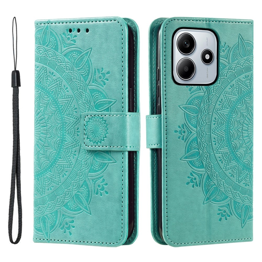 Mandala könyv tok a Xiaomi Redmi Note 14 5G-hez - teal színű