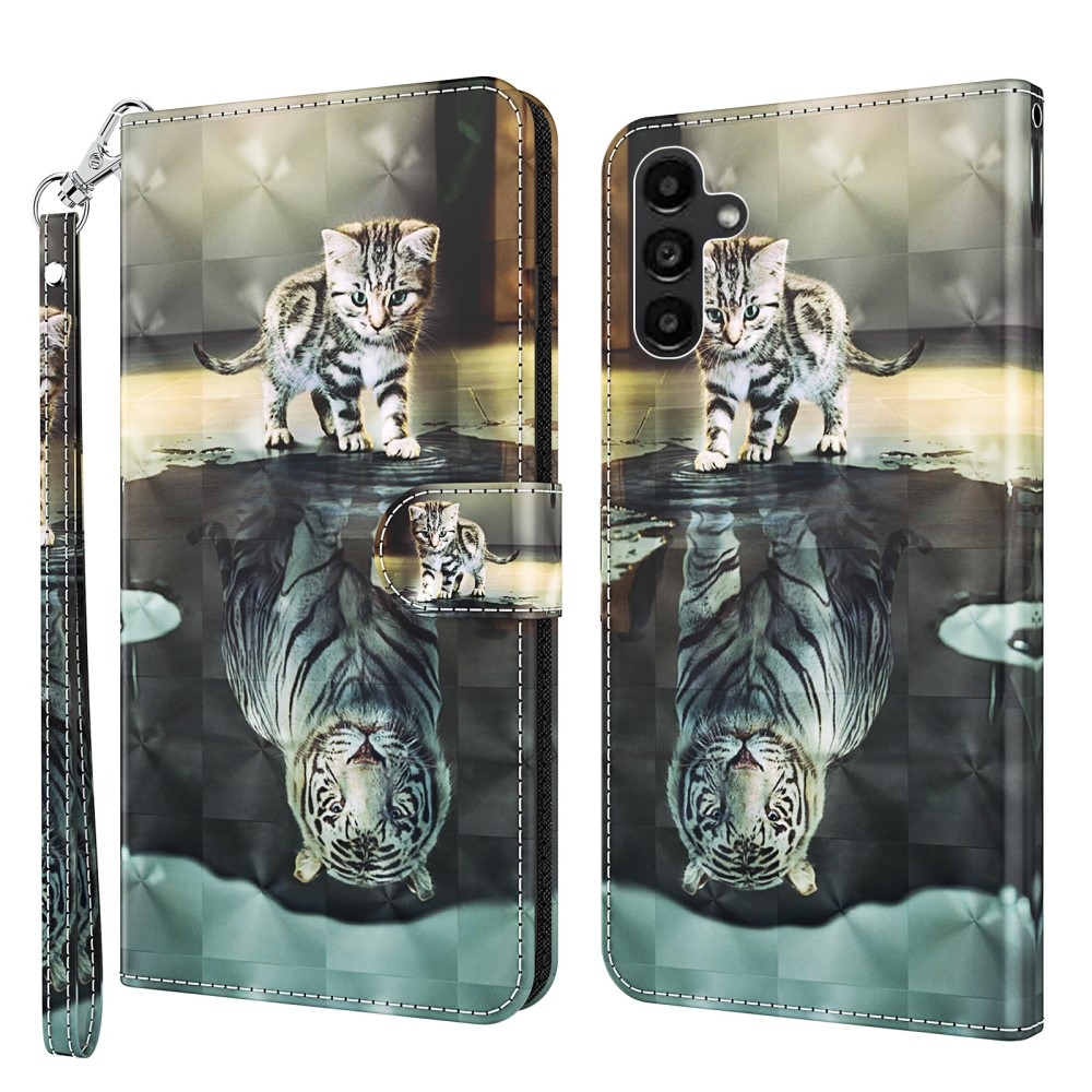 Nyomtatott könyv tok Samsung Galaxy A05s készülékhez - macska és tigris tükörkép