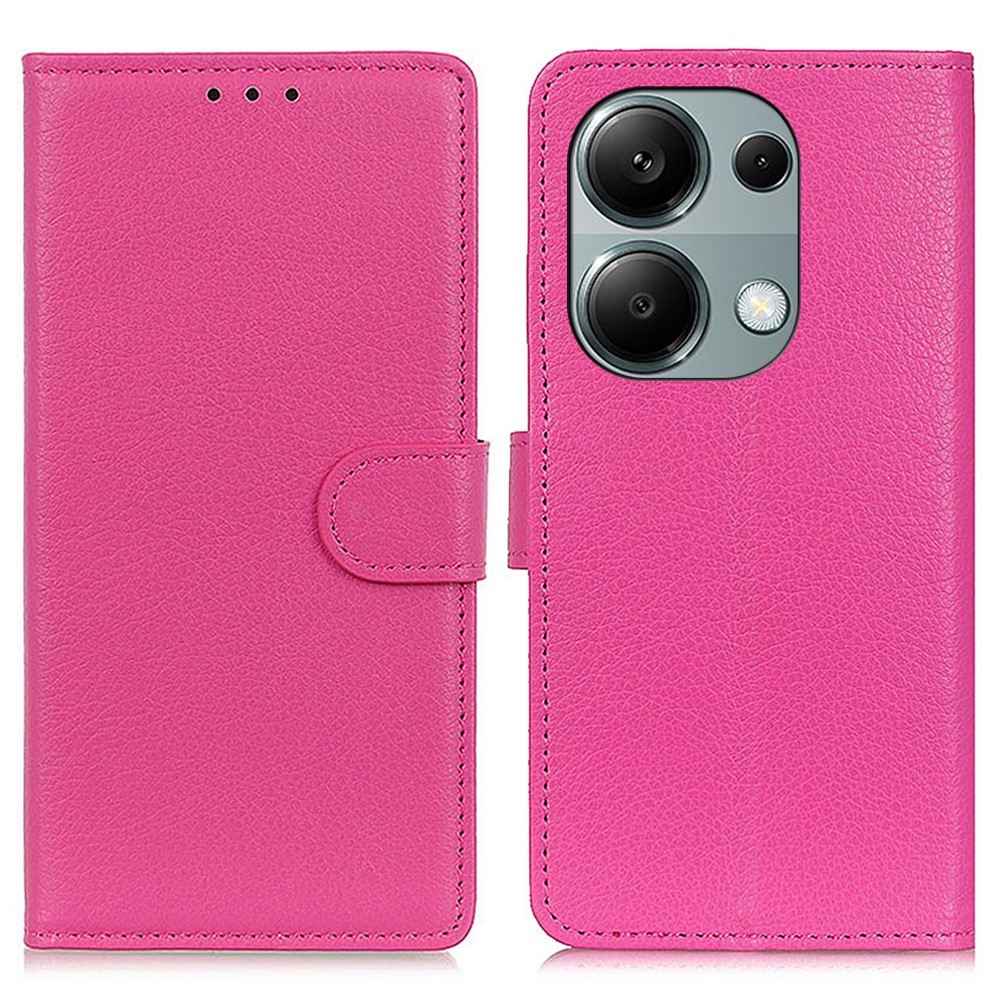 Litchie könyv tok Xiaomi Redmi Note 13-hoz - rózsaszínű