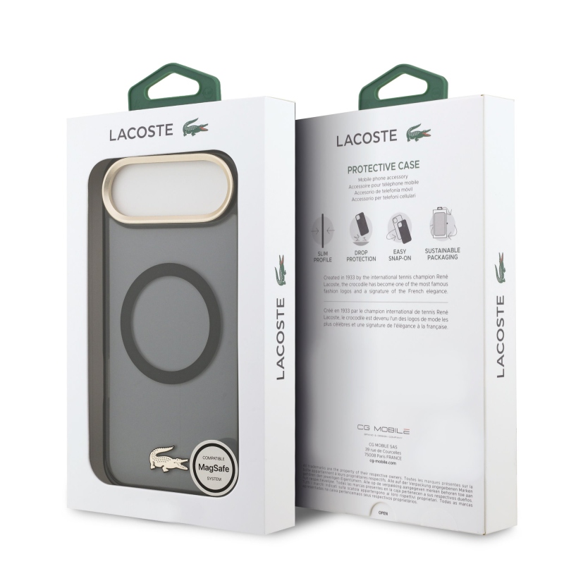 Lacoste PC/TPU Frosted Finish Gold Logo MagSafe hátlapi borító iPhone Air készülékhez Fekete
