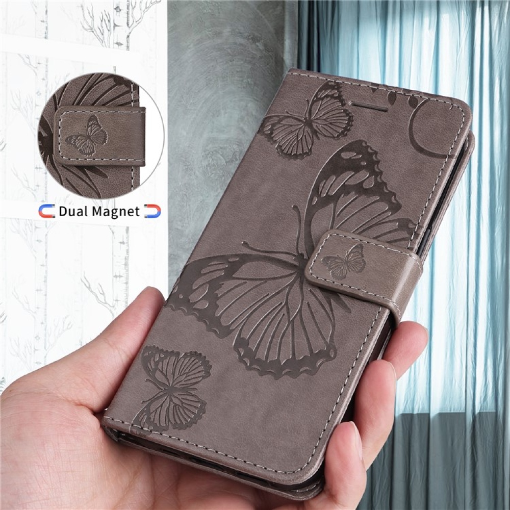 Nagy pillangó könyv tok a Vivo Y29s 5G-hez - szürke